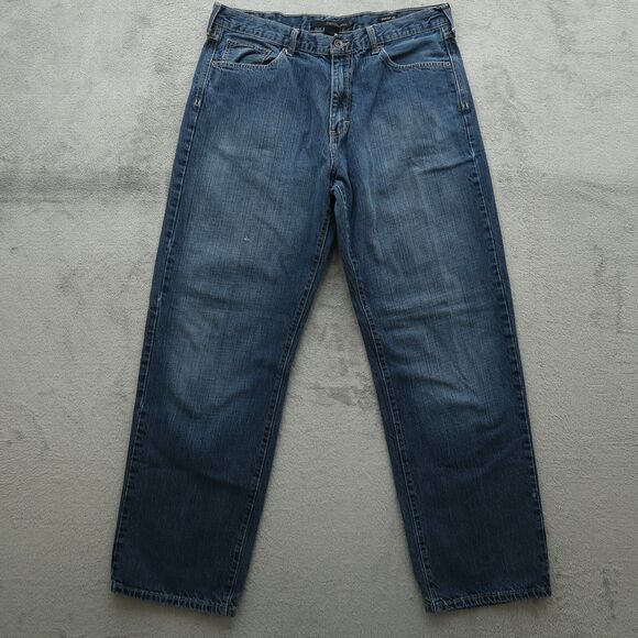 Calvin Klein Jeans Mens Size 36x33 Blue Straight 100% Cotton Denim Holes Fading - Picture 1 of 16